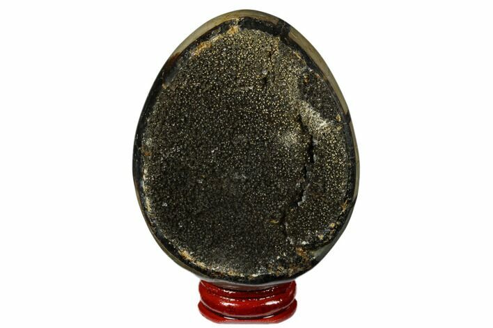 Septarian Dragon Egg Geode - Black Crystals #177396
